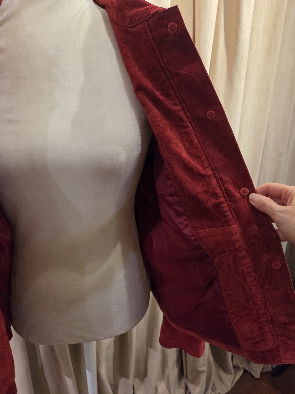 Chico's Red Ruffle-Front Suede Jacket - Picture 9 of 9